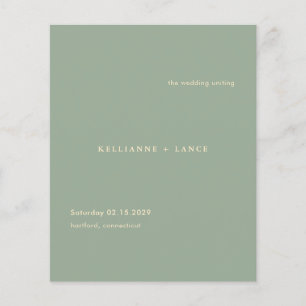 Modern Sage Green Simple Wedding Program