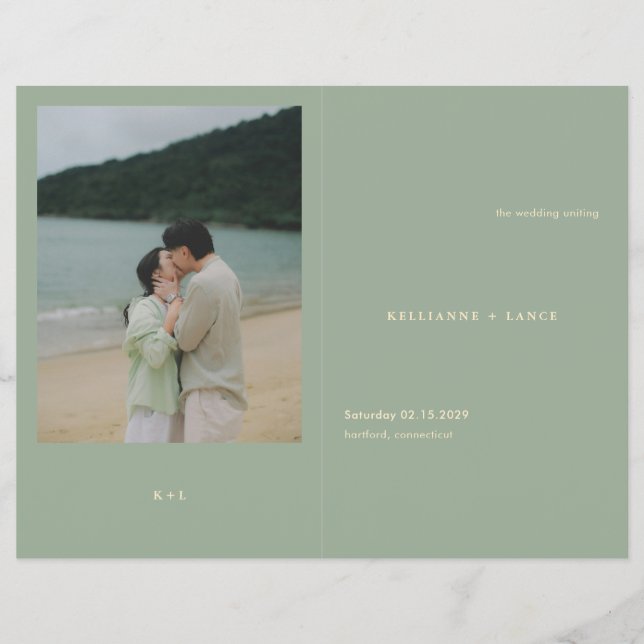 Modern Sage Green Simple Wedding Program (Front)
