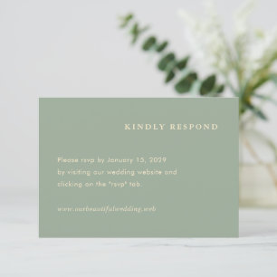 Modern Sage Green Simple Wedding RSVP Card