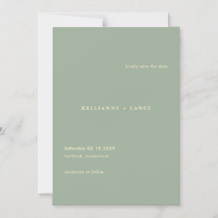 Modern Sage Green Simple Wedding Save the Date Magnetic Invitation