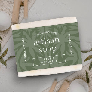 Modern Sage Green Soap Bar Wrap Around Label