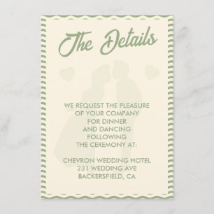 Modern Sage Green Stripe QR Code Wedding Details Enclosure Card