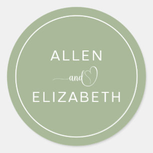 Modern Sage Green Stylish Wedding Envelope Seal