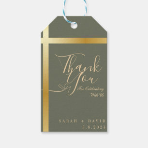 Modern Sage Green Thank You Calligraphy Wedding Gift Tags