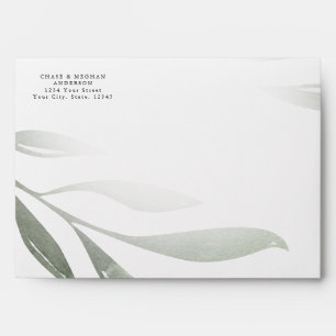 Modern Sage Green Watercolor Foliage Envelope