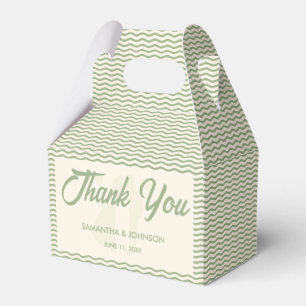 Modern Sage Green Wavy Stripe Wedding Favor Box