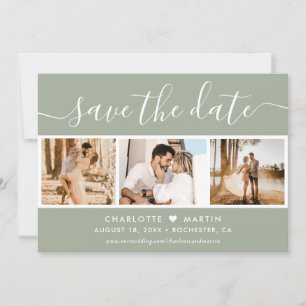 Modern Sage Green Wedding 4 Photo Save The Date