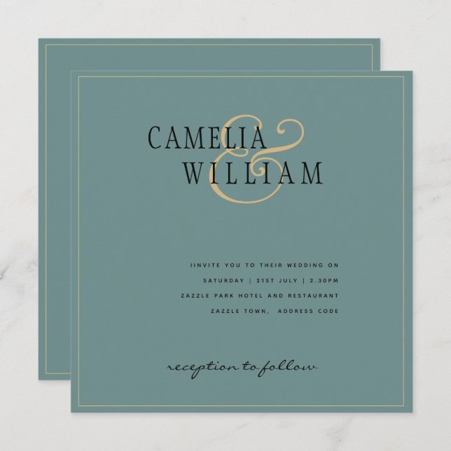 Modern Sage Green Wedding Invitation (Front/Back)