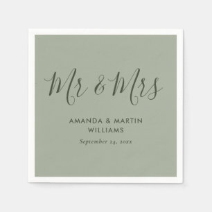Modern Sage Green Wedding Napkin