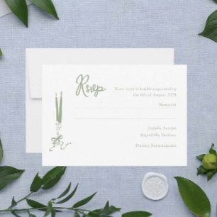 Modern Sage Green Wedding RSVP Card