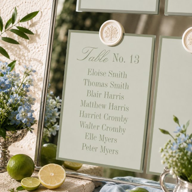 Modern Sage Green Wedding Seating Chart Table Number (Modern Sage Green Wedding Seating Chart Table Number
)