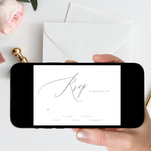Modern Sage Green White Digital Wedding RSVP Invitation (click the instant download option)