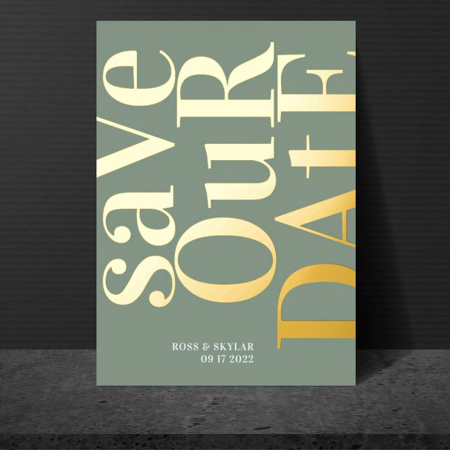 Modern Sage Green White Save The Date (Creator Uploaded)