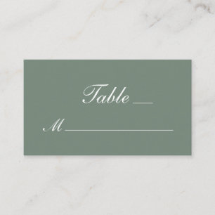 Modern Sage Green White Script Wedding Place Card