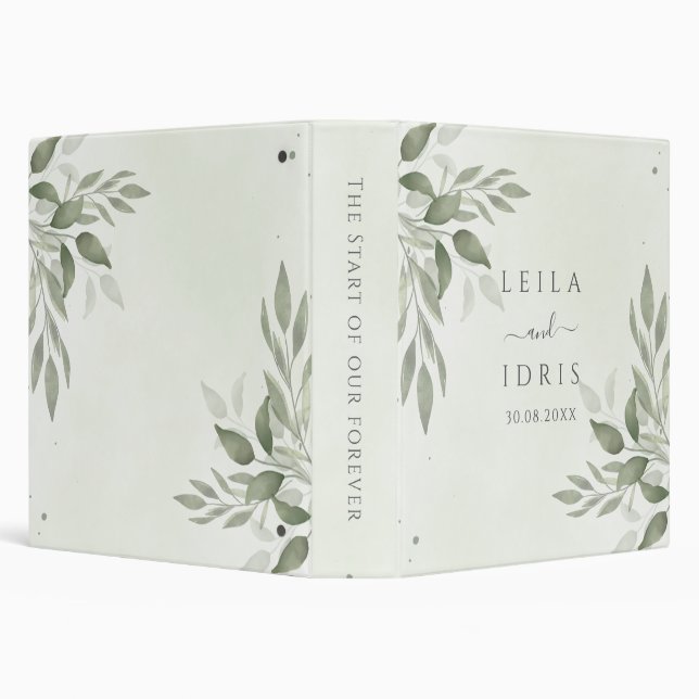 Modern Sage Greenery Wedding  Binder (Background)