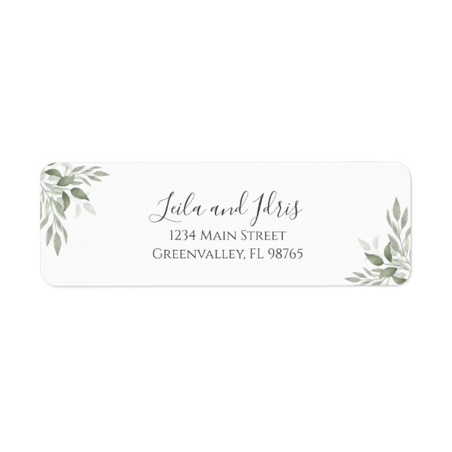Modern Sage Greenery Wedding Return Address (Front)