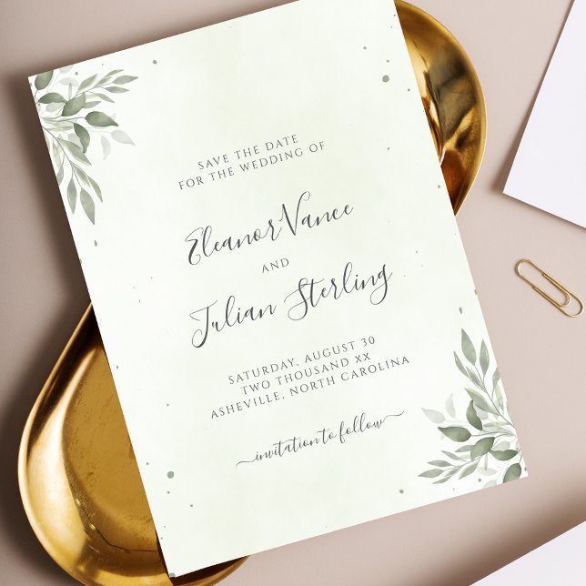 Modern Sage Greenery Wedding Save The Date (Creator Uploaded)