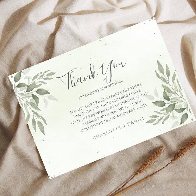 Modern Sage Greenery Wedding Thank You Card (Creator Uploaded)