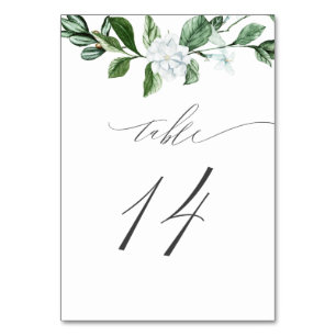 Modern Sage Greenery White Floral No 14 Wedding Table Number