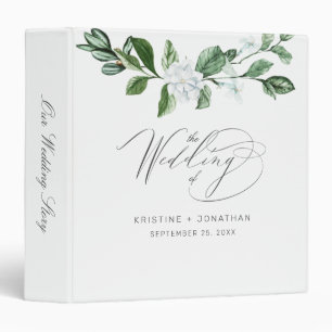 Modern Sage Greenery Wreath White Floral Wedding Binder