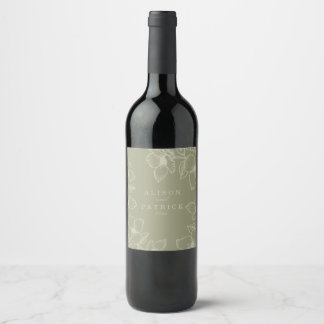 Modern Sage GreenFloral Wine Label