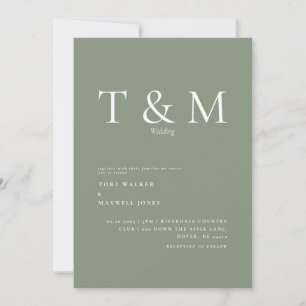Modern Sage Monogram No Parents Wedding  Invitation