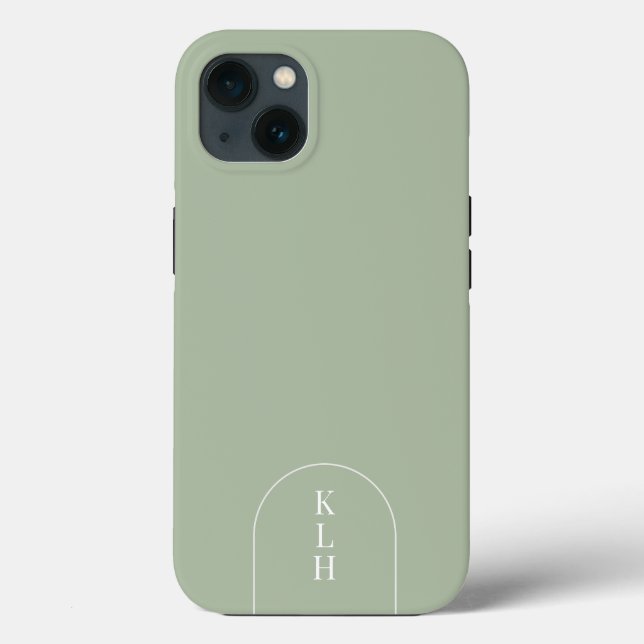 Modern Sage Monogrammed Case-Mate iPhone Case (Back)