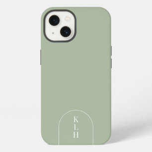 Modern Sage Monogrammed iPhone 13 Case