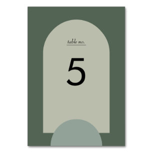 Modern Sage Moss Green Boho Arch Geometric Wedding Table Number