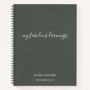 Modern Sage Personalized Sketchbook Your Name Notebook