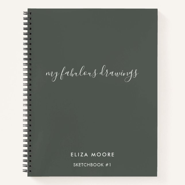 Modern Sage Personalized Sketchbook Your Name  Notebook (Front)