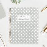 Modern Sage Polka Dots Planner<br><div class="desc">Custom-designed planner notebook featuring white polka dots on sage green colour with personalized name..</div>