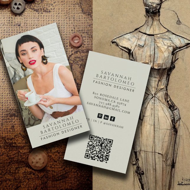 Modern Sage Professional Business Photo Card (Creator Uploaded)