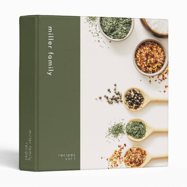 Modern Sage Spice Custom Recipe Binder (Front/Spine)