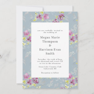 Modern Sage Watercolor Flower Wedding Invitation