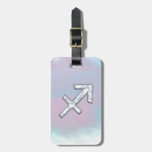 Modern Sagittarius Zodiac on Mother of Pearl Style Luggage Tag