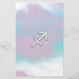 Modern Sagittarius Zodiac on Mother of Pearl Style Stationery