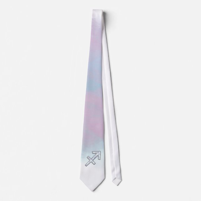 Modern Sagittarius Zodiac on Mother of Pearl Style Tie (Front)