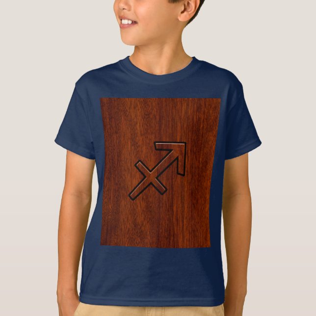 Modern Sagittarius Zodiac Sign in Mahogany Style T-Shirt (Front)