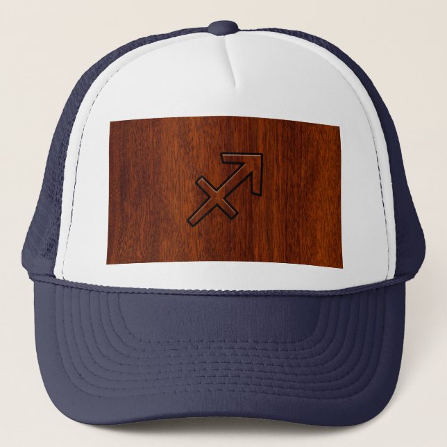 Modern Sagittarius Zodiac Sign in Mahogany Style Trucker Hat (Front)