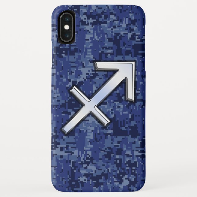 Modern Sagittarius Zodiac Sign Navy Digital Camo Case-Mate iPhone Case (Back)