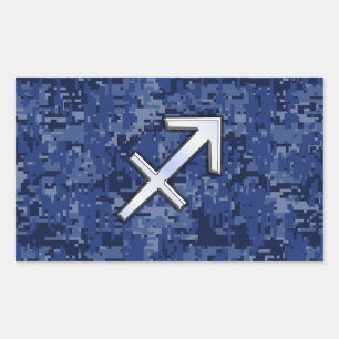Modern Sagittarius Zodiac Sign Navy Digital Camo Sticker