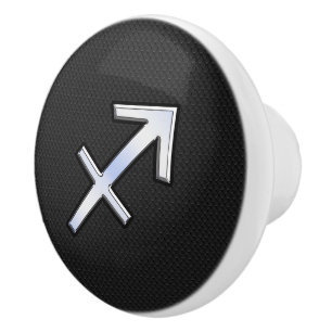 Modern Sagittarius Zodiac Sign on Snake Skin Ceramic Knob