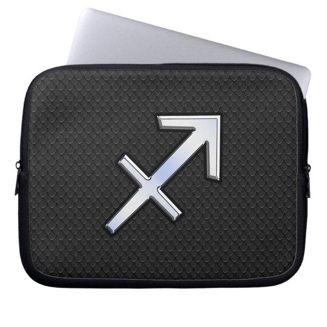 Modern Sagittarius Zodiac Sign on Snake Skin Laptop Sleeve (Front)