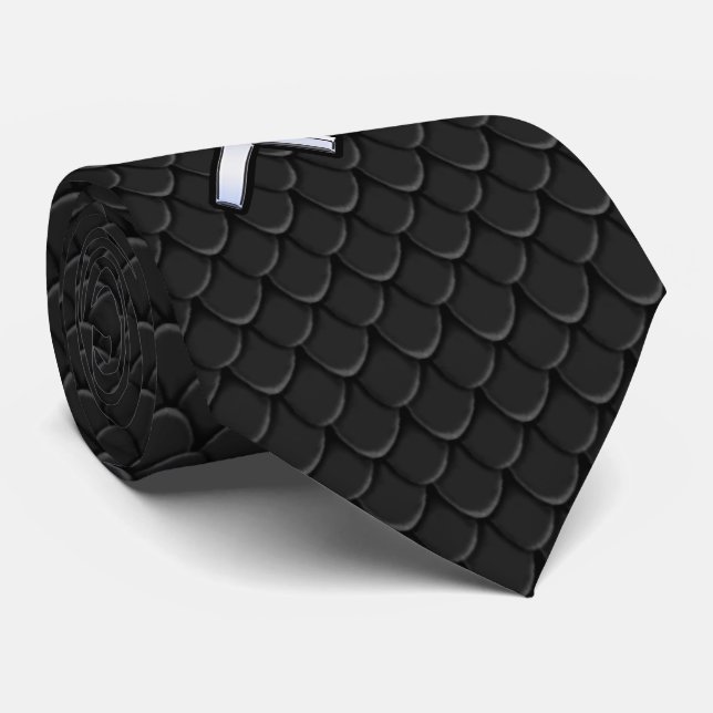 Modern Sagittarius Zodiac Sign on Snake Skin Tie (Rolled)