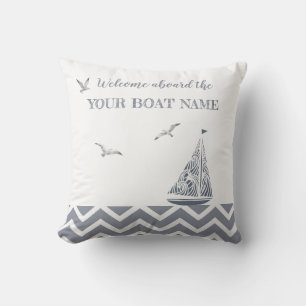 Modern Sailboat Grey Colour Scheme Outdoor Pillow