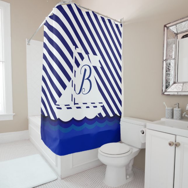 Modern Sailboat Monogram Custom (In Situ)