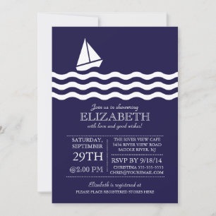 Modern Sailboat Nautical Baby Shower Invitation