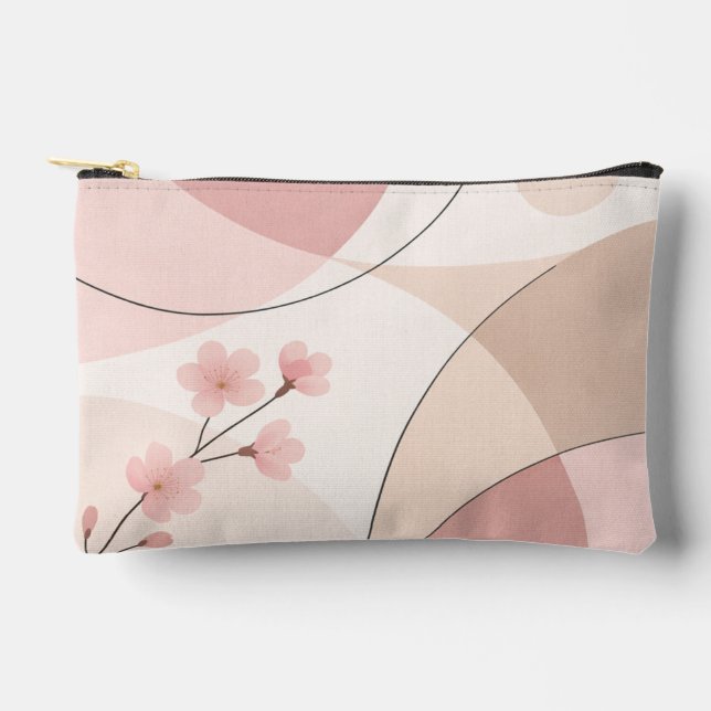 Modern Sakura Minimalist Geometric Accessory Pouch (Front)