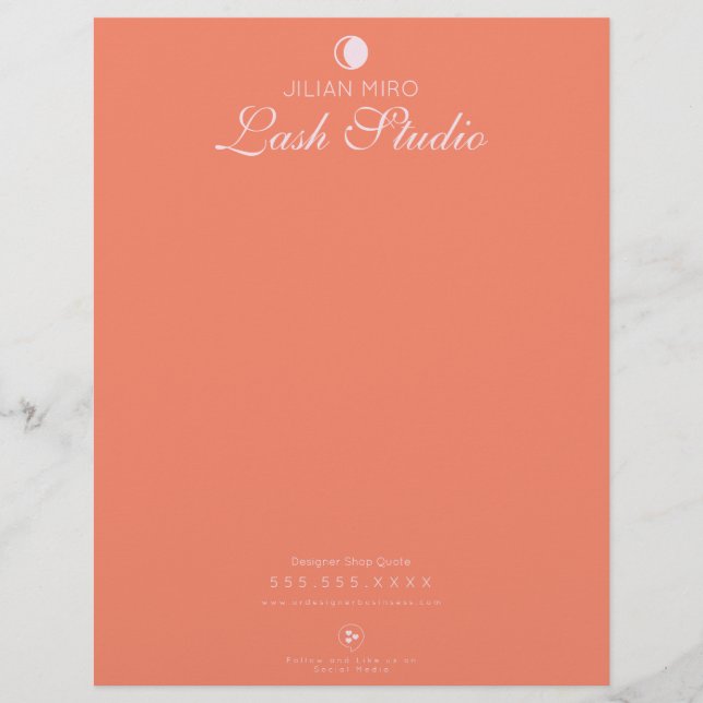 Modern Salon Beauty Eyelash Studio  Letterhead (Front)
